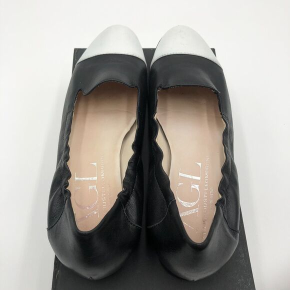 AGL Vero Cuoio Ballet Flats Women's size 7.5 Black White Leather Cap Toe - Picture 14 of 16